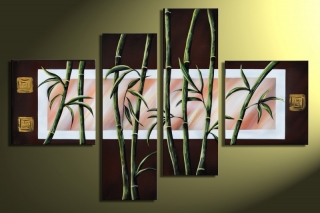 Bambusz R1 kézzel festett vászonkép 4-részes