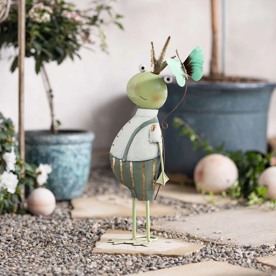 Kerti dekor figura béka fémből